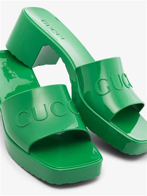 green gucci rubber slides